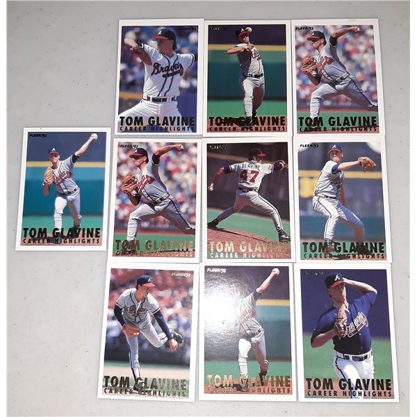 Lot of 10 1993 Fleer Baseball Tom Glavine Career Highlights cards