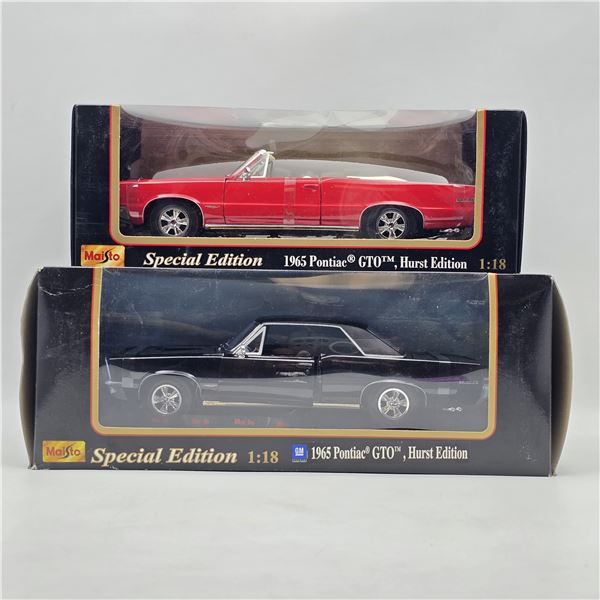 Pair of Maisto 1965 Pontiac GTO Diecast Models