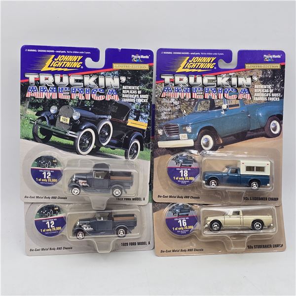 Lot of 4 Johnny Lightning Truckin America Models