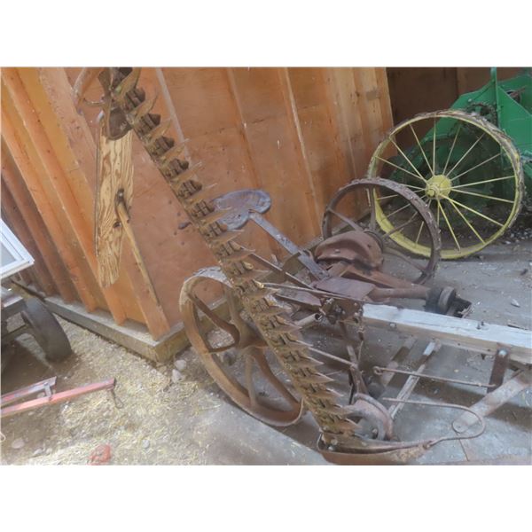 Massey-Harris Horse-Drawn 5 ft. Sickle Mower, Steel Wheels, Functional — Stored Indoors