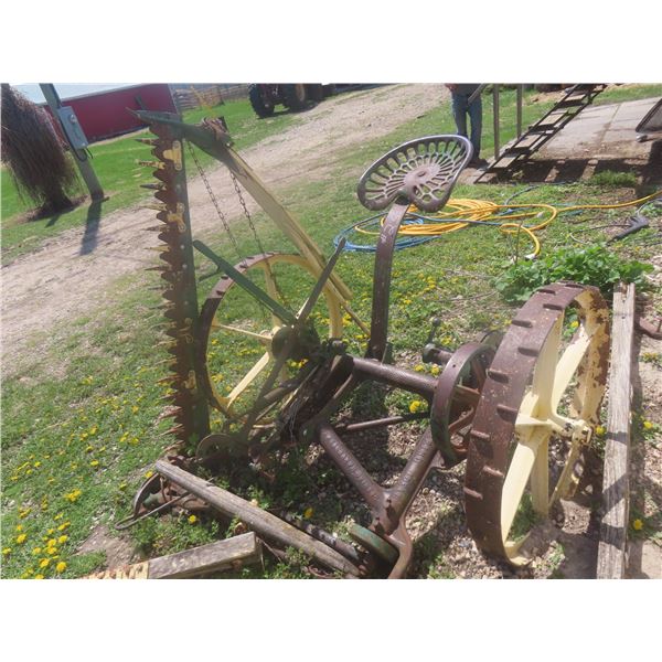 Deering Ideal Horse-Drawn Mower, with Cast Seat, Great Lawn Ornament