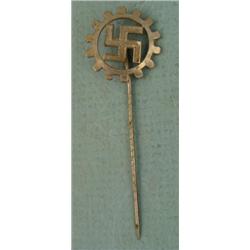 NAZI DAF-WORKERS FRONT STICKPIN-ORIG GEAR WITH SWASTIKA