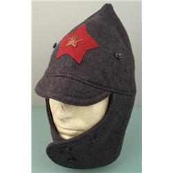 RUSSIAN RED ARMY  BUDENOVKA  HAT WITH EAR & NECK FLAPS