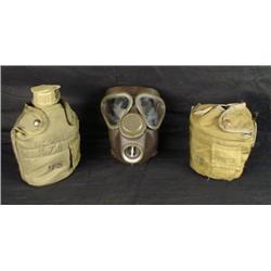 US MILITARY 3 PIECES-VIETNAM: GASMASK CANTEEN POUCH