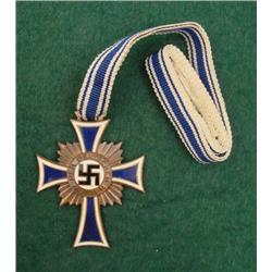ORIGINAL BRONZE NAZI MOTHERS CROSS W/FULL RIBBON-GREAT