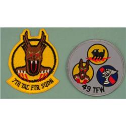2 Piece Lot USAF Patches 7th TAC FTR SQDN 1980s 1990s