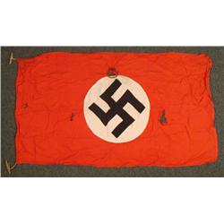 ORIGINAL WWII NAZI DOUBLE SIDED PARTY FLAG w/MOUNTS 50