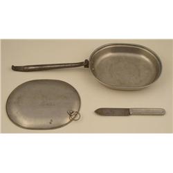 WWI US DOUGHBOY 1918 MESS KIT WITH KNIFE. OWNER NAMED
