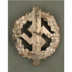 ORIGINAL NAZI SA SILVER SPORTS BADGE w/ WREATH / SWORD
