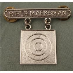 U.S. MARINE RIFLE MARKSMAN AWARD BADGE ORIG STERLING