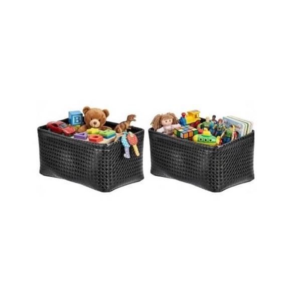 Amazon Basics Storage Bins – Metallic Black, 2-Pack