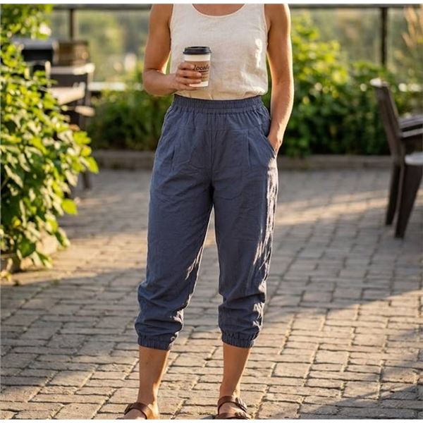 LESUMES Women's Navy Cotton Pants Size M