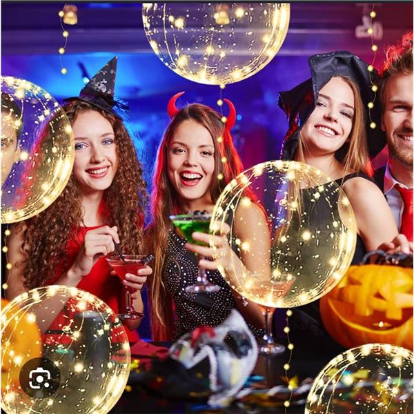 LED Balloons Light Up Balloons 10 Packs 20 Inches Clear Bobo Balloons Helium Balloons with LED Strin