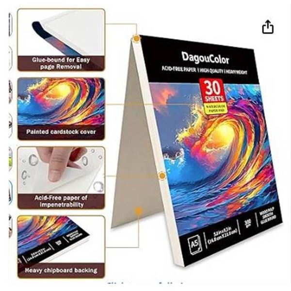 DagouColor A4 Watercolor Paper Pad, 30 Sheets