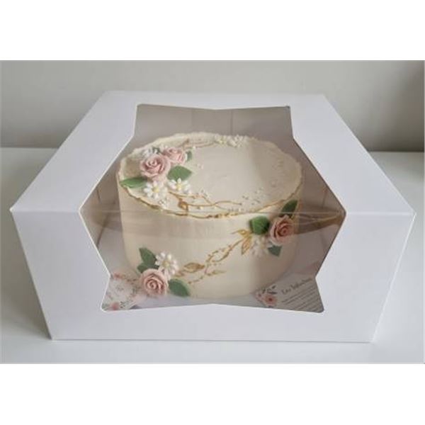 150 White Window Cake Boxes 9x9x4 in