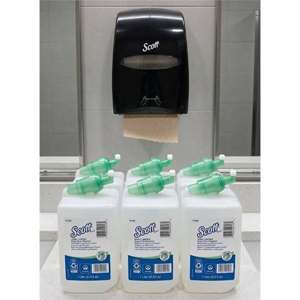 Scott Manual Roll Towel Dispenser & 6X1L SCOTT FOAM SKIN CLEANSER