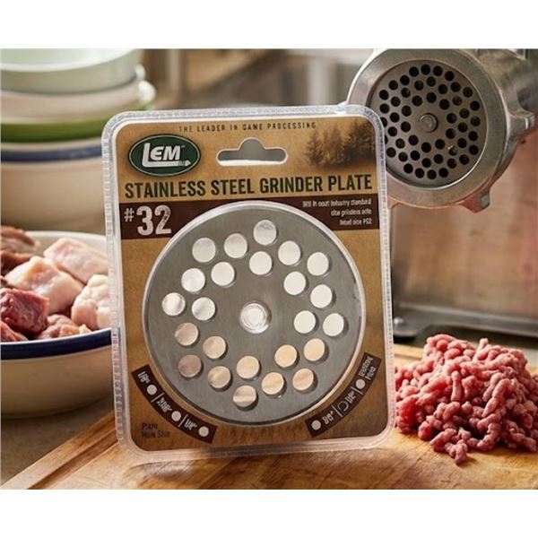 LEM Stainless Steel Grinder Plate #32, 1/2"