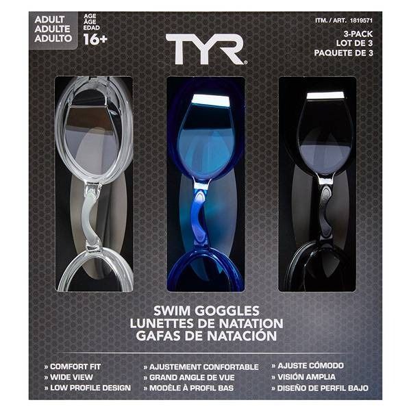 TYR Swim Goggles 3-Pack Adult 16+