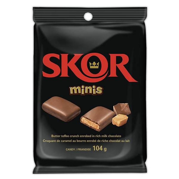 Lot of 8 Packs Skor Minis Milk Chocolate Toffee 104g