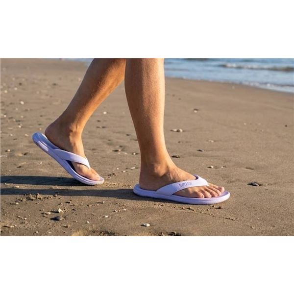Roots Lilac Flip Flops, Size 11