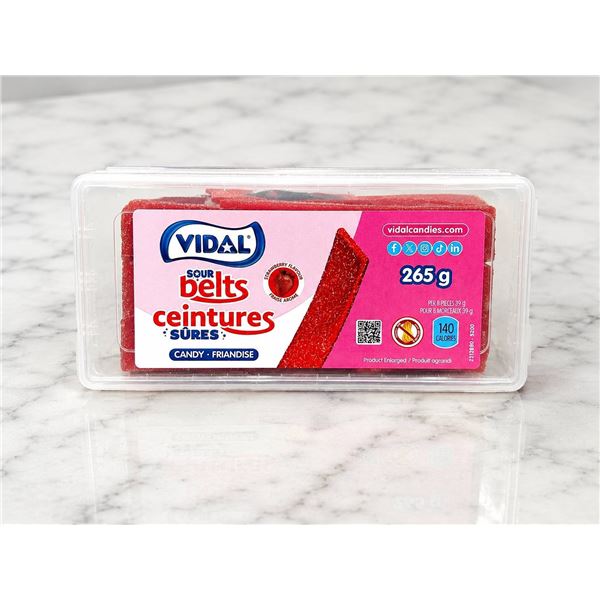 Vidal Sour Belts Candy, 3 Packs, 265g Each