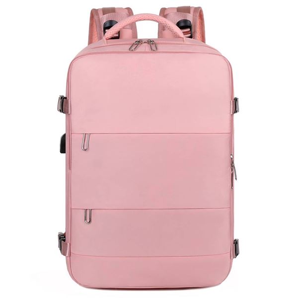 Extra Large Pink Travel Backpack with USB Charging Port