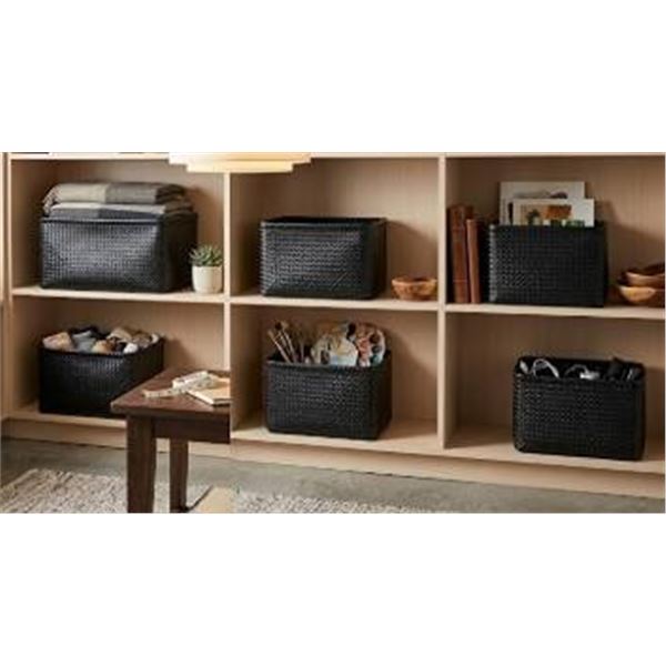 AmazonBasics Storage Bins Metallic Black 2pk