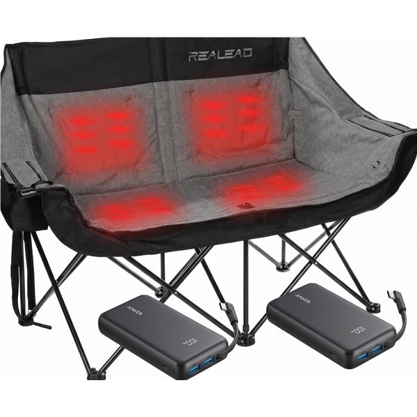 ReaLead Heated Double Camping Chair with 2 Anker Battery Packs