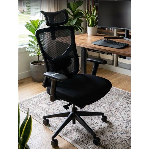 Black Mesh Office Chair with Headrest