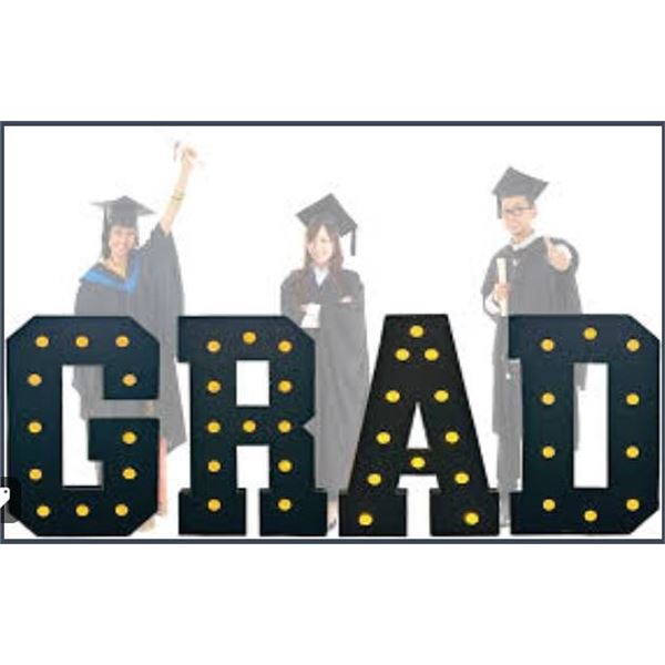 LANGXUN 40inch Black GRAD Letters Kit, Large LED Marquee Light Up Letters for Graduation Party Decor