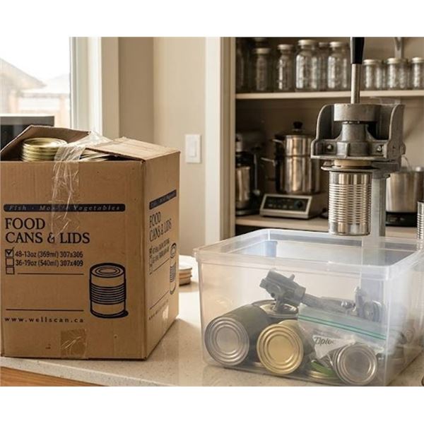 Wells Can Company Food Cans & Manual Sealer