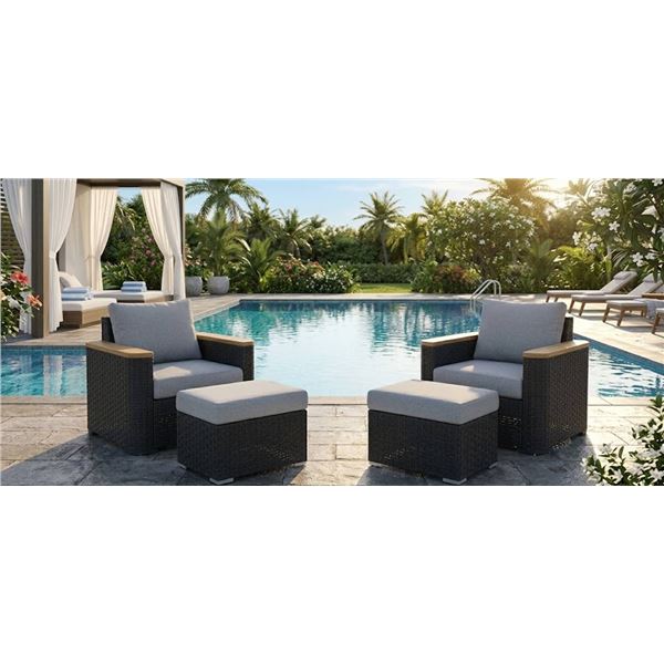Landon & Co. Kingston 4 Pc Conversation Set 2 Chairs and 2 Ottomans (**NO Sofa**)