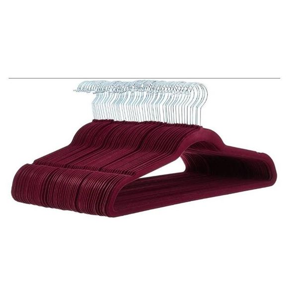 AmazonBasics Velvet Hangers 100-Pack Burgundy