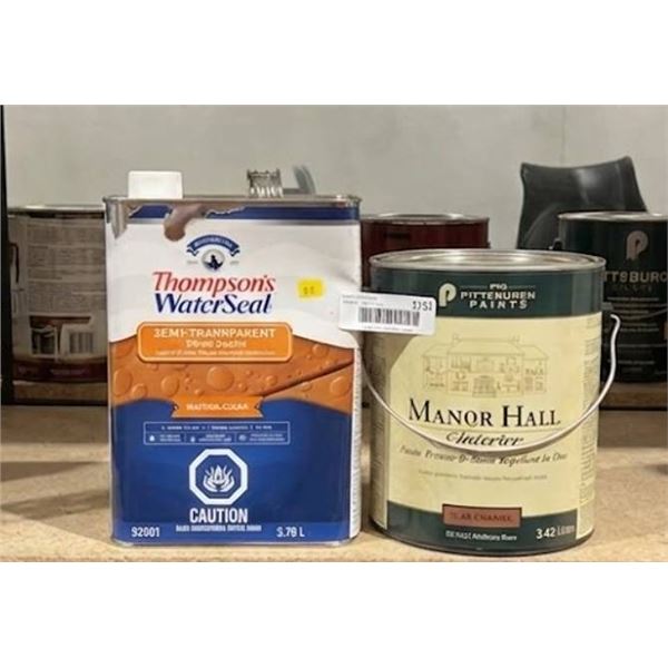 Lot of Thompson's WaterSeal and Manor Hall Paint
