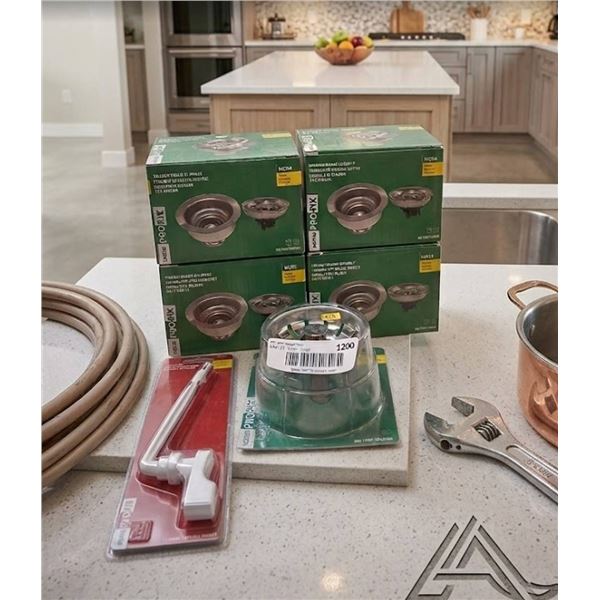 Lot of assorted Plumbing Supplies...Proflo Sink Strainers and Tank Lever Set