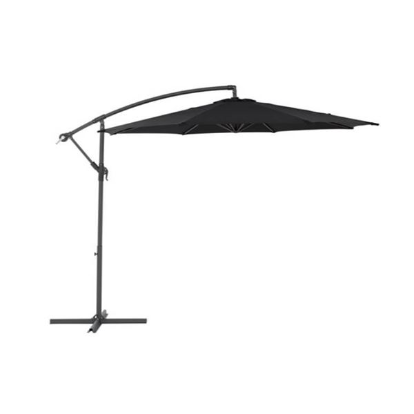 CorLiving 9.5ft UV-Resistant Offset Patio Umbrella in Black