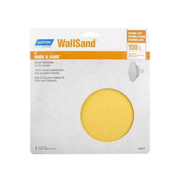 Lot of 5 - Norton WallSand 9" Hook & Loop Discs, 3 Packs