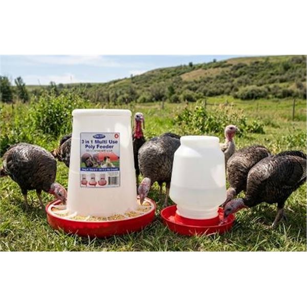 Two Plastic Poultry Feeders, 8lb & 1 Gal