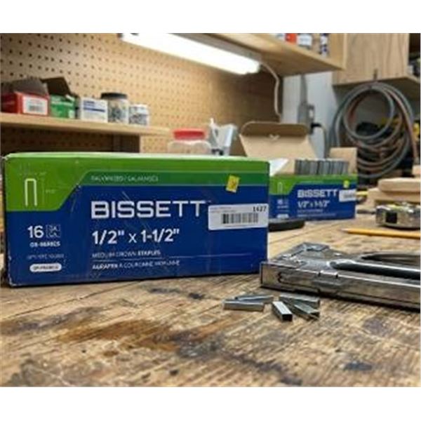 Bissett 16 GA Staples 1/2" x 1-1/2" 10,000ct
