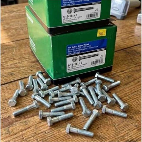 Two Boxes 5/16-18 x 6" Hex Bolts