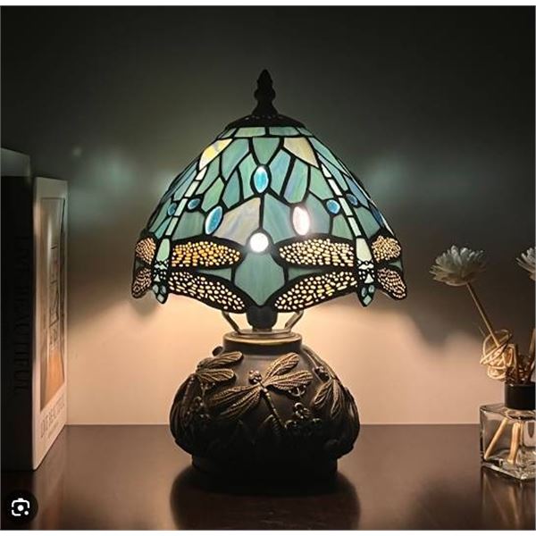 Stained Glass Dragonfly Lamp Base & Shade
