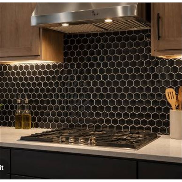 Subway Nektar 1'x1' Glossy Black Hexagon Tile - 8 per box - 1 box