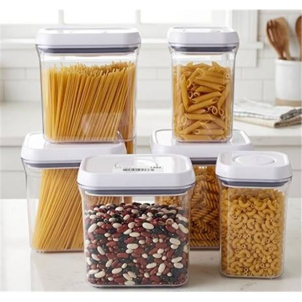 Six Clear Plastic Storage Containers