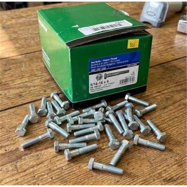 Hillman Hex Bolts 5/16-18 x 6 Zinc, 50 pcs