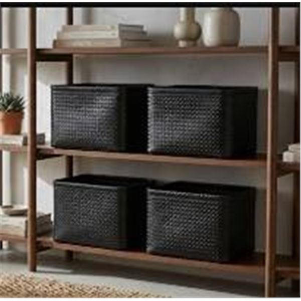 AmazonBasics Metallic Black Storage Bins, 2pk