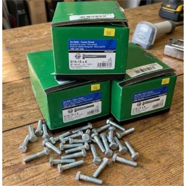 3 Hillman Hex Bolts 5/16-18 x 6 in