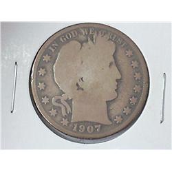 1907-S Barber Half Dollar