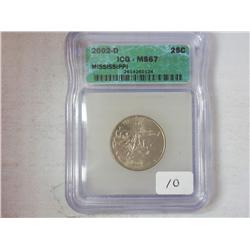 2002-D Mississippi Quarter ICG MS67