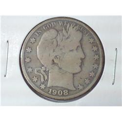 1908-O Barber Half Dollar (VG)