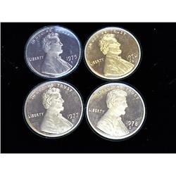 1975-S-78-S Lincoln Cents Proof (4 Coins)